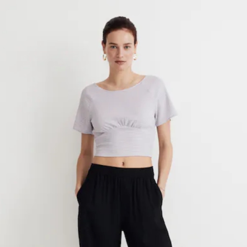 Madewell Shirred Crewneck Crop Top